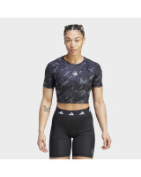 T-shirt Court pour Femme Noir Crop Top À Imprimé Camouflage Techfit